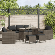 vidaXL 6 részes szürke polyrattan kerti ülőgarnitúra párnákkal kerti bútor