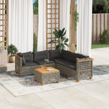 vidaXL 6 részes szürke polyrattan kerti ülőgarnitúra párnákkal kerti bútor