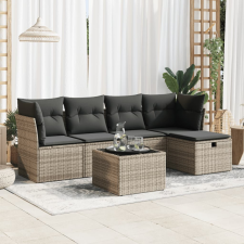 vidaXL 6 részes szürke polyrattan kerti ülőgarnitúra párnákkal kerti bútor