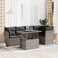 vidaXL 6 részes szürke polyrattan kerti ülőgarnitúra párnákkal kerti bútor