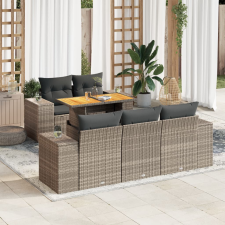 vidaXL 6 részes szürke polyrattan kerti ülőgarnitúra párnákkal kerti bútor