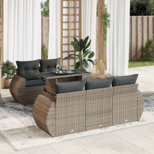 vidaXL 6 részes szürke polyrattan kerti ülőgarnitúra párnákkal kerti bútor