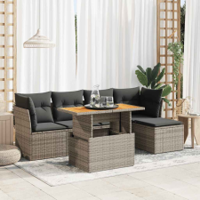 vidaXL 6 részes szürke polyrattan kerti ülőgarnitúra párnákkal kerti bútor