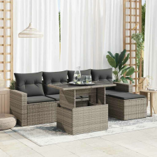 vidaXL 6 részes szürke polyrattan kerti ülőgarnitúra párnákkal kerti bútor