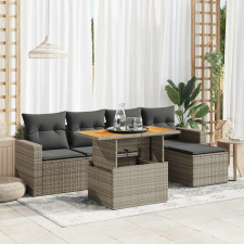 vidaXL 6 részes szürke polyrattan kerti ülőgarnitúra párnákkal kerti bútor