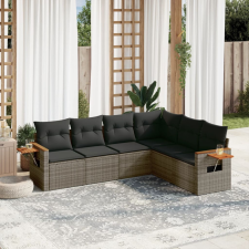 vidaXL 6 részes szürke polyrattan kerti ülőgarnitúra párnákkal kerti bútor