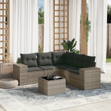 vidaXL 6 részes szürke polyrattan kerti ülőgarnitúra párnákkal kerti bútor