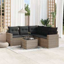 vidaXL 6 részes szürke polyrattan kerti ülőgarnitúra párnákkal kerti bútor
