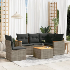 vidaXL 6 részes szürke polyrattan kerti ülőgarnitúra párnákkal kerti bútor