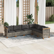vidaXL 6 részes szürke polyrattan kerti ülőgarnitúra párnákkal kerti bútor