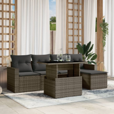 vidaXL 6 részes szürke polyrattan kerti ülőgarnitúra párnákkal kerti bútor