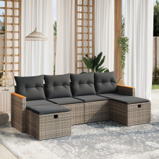 vidaXL 6 részes szürke polyrattan kerti ülőgarnitúra párnákkal kerti bútor