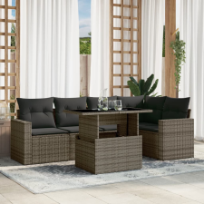 vidaXL 6 részes szürke polyrattan kerti ülőgarnitúra párnákkal kerti bútor