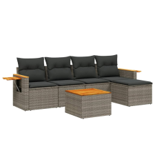 vidaXL 6 részes szürke polyrattan kerti ülőgarnitúra párnákkal (3259169) kerti bútor