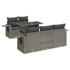vidaXL 6 részes szürke polyrattan kerti ülőgarnitúra párnákkal (3326411) kerti bútor