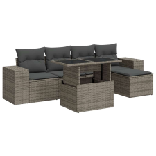 vidaXL 6 részes szürke polyrattan kerti ülőgarnitúra párnákkal (3326781) kerti bútor