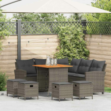 vidaXL 6 részes szürke polyrattan kerti ülőgarnitúra párnákkal L-alakú kerti bútor