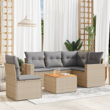 vidaXL 6 részes vegyes bézs polyrattan kerti ülőgarnitúra párnákkal kerti bútor