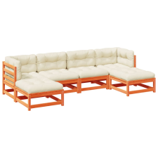 vidaXL 6 részes viaszbarna tömör fenyőfa kerti ülőgarnitúra párnákkal (3299568) kerti bútor