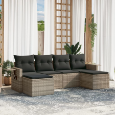 vidaXL 6 részes világosszürke polyrattan kerti ülőgarnitúra párnákkal kerti bútor