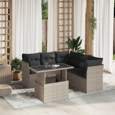vidaXL 6 részes világosszürke polyrattan kerti ülőgarnitúra párnákkal kerti bútor