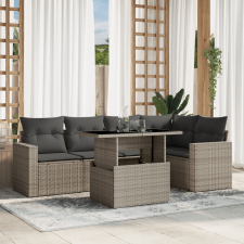 vidaXL 6 részes világosszürke polyrattan kerti ülőgarnitúra párnákkal kerti bútor