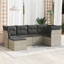 vidaXL 6 részes világosszürke polyrattan kerti ülőgarnitúra párnákkal kerti bútor
