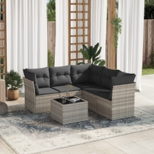 vidaXL 6 részes világosszürke polyrattan kerti ülőgarnitúra párnákkal kerti bútor