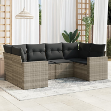 vidaXL 6 részes világosszürke polyrattan kerti ülőgarnitúra párnákkal kerti bútor