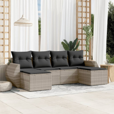 vidaXL 6 részes világosszürke polyrattan kerti ülőgarnitúra párnákkal kerti bútor