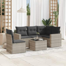 vidaXL 6 részes világosszürke polyrattan kerti ülőgarnitúra párnákkal kerti bútor