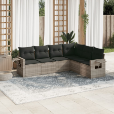 vidaXL 6 részes világosszürke polyrattan kerti ülőgarnitúra párnákkal kerti bútor