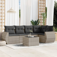 vidaXL 6 részes világosszürke polyrattan kerti ülőgarnitúra párnákkal kerti bútor