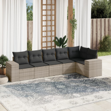 vidaXL 6 részes világosszürke polyrattan kerti ülőgarnitúra párnákkal kerti bútor