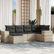 vidaXL 6 részes világosszürke polyrattan kerti ülőgarnitúra párnákkal kerti bútor