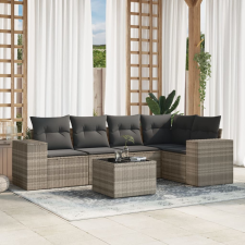 vidaXL 6 részes világosszürke polyrattan kerti ülőgarnitúra párnákkal kerti bútor