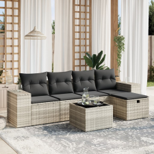 vidaXL 6 részes világosszürke polyrattan kerti ülőgarnitúra párnákkal kerti bútor