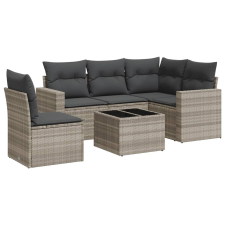 vidaXL 6 részes világosszürke polyrattan kerti ülőgarnitúra párnákkal (3218972) kerti bútor