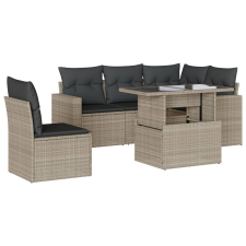 vidaXL 6 részes világosszürke polyrattan kerti ülőgarnitúra párnákkal (3267282) kerti bútor