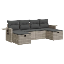 vidaXL 6 részes világosszürke polyrattan kerti ülőgarnitúra párnákkal (3325528) kerti bútor