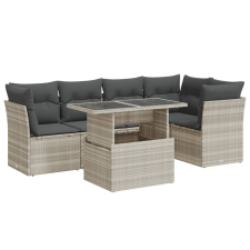 vidaXL 6 részes világosszürke polyrattan kerti ülőgarnitúra párnákkal (3326163) kerti bútor