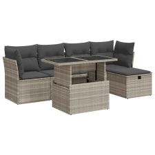 vidaXL 6 részes világosszürke polyrattan kerti ülőgarnitúra párnákkal (3327772) kerti bútor