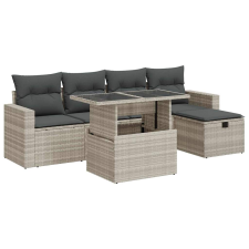 vidaXL 6 részes világosszürke polyrattan kerti ülőgarnitúra párnákkal (3327812) kerti bútor