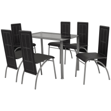 vidaXL 7 darabos fekete étkező szett bútor