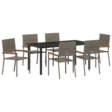 vidaXL 7 Darabos Kerti Étkező Készlet Szürke Poly Rattan (3379713) kerti bútor