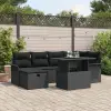 vidaXL 7 darabos Kerti Kanapé Készlet Párnákkal Fekete Poli Rattan, vidaXL 2-Személyes Kerti Kanapé Tárolóval &amp;amp; Párnákkal Fekete Poli Rattan