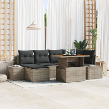 vidaXL 7 darabos kerti sofa szett párnákkal szürke poli rattan kerti bútor