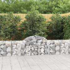 vidaXL 7 db íves horganyzott vas gabion kosár 200x30x60/80 cm kerti dekoráció