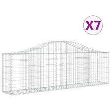 vidaXL 7 db íves horganyzott vas gabion kosár 200x30x60/80 cm (3145393) kerti tárolás