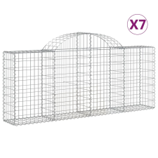 vidaXL 7 db íves horganyzott vas gabion kosár 200x30x80/100 cm (3146094) kerti tárolás